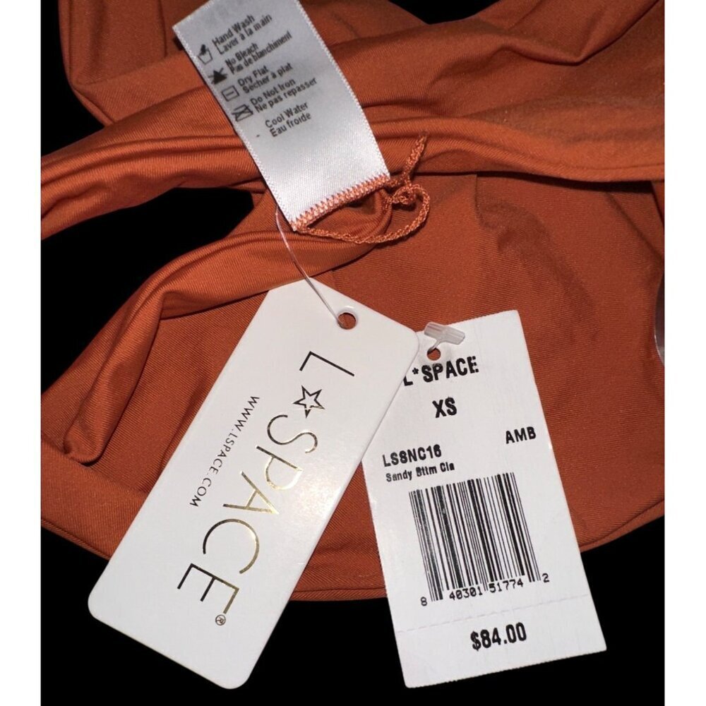 L*Space Womens Sandy Bikini Bottom XS Amber Ribbed Fabric Seamless NWT MSRP $84 - Picture 4 of 7